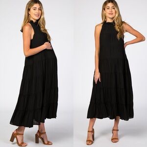 Maternity Black Ruffled Tier Dress Size Small NWT